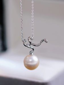 S925 Sterling Silver Pearl Pendant DIY Jewelry Accessories Gold And Silver Drop Earrings with Silver Chain round Bar 9-13mm