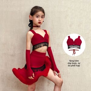 conny | Bộ Đồ Múa Latin Thực Hành và Biểu Diễn Màu Đỏ
