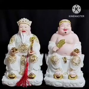 [ Cao 20 cm ] THẦN TÀI  THỔ ĐỊA  MÀU TRẮNG - BỘT ĐÁ CAO CẤP - HÀNG NHẬP KHẨU