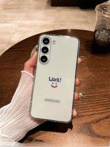 Creative Minimalist Smile Face Silicone Phone Case Transparent Anti-Fall Protection for Samsung S25 S24 S23 S22 S21 Note20 Models