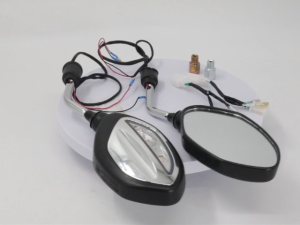 Motorcycle Rearview Mirror With LED Turn Signal Light Clear Lens Reflector Universal Side Mirror