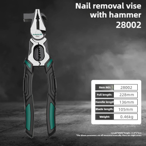 Multifunctional Vice Long Nose Pliers with Hammer Nail Lifting Wire Stripping Cutter Heavy Duty Electrician Pliers for Crimping