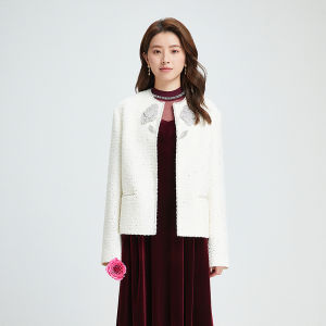 Koradior | Elegant Rose Embroidery Wool Blazer