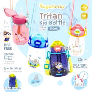 Sugar Baby Tritan Kid Bottle Special Straw 600 ml Botol Minum Anak Aman BPA Free Premium Eastman USA