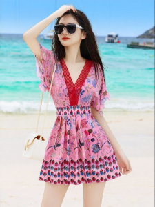 XTEP | New Release Small Chest Enhancing Slimming One-Piece Dress Swimsuit