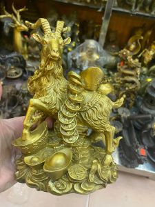 Tượng Dê kim tiền bằng đồng linh vật may mắn