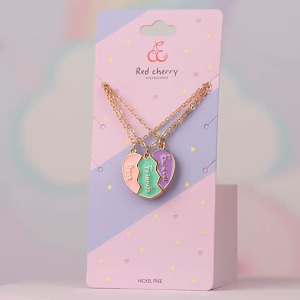 3Pcs/set Multicolor Heart Magnet Necklace Lovecryst Best Friends Pendant Necklace for Woman Magnetic Adjustable Rainbow Daisy Lover Broken Heart Chain BFF Jewelry Gifts