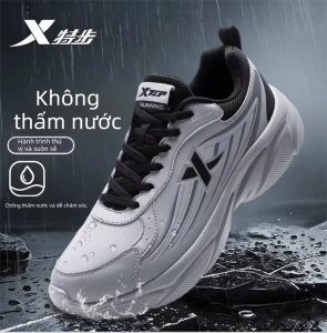 XTEP | Giày Chạy Bộ Nam Nhẹ Giảm Chấn Chất Liệu Da Chống Nước