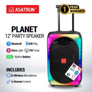 ASATRON PLANET 12INCH RMS 50W SPEAKER MEETING PORTABLE BLUETOOTH INCLUDE 2 MIC WIRELESS