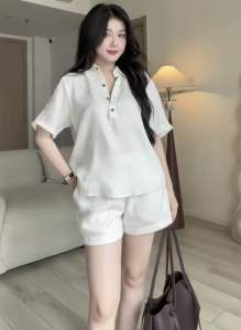 Set áo polo tay ngắn form rộng  quần short lưng chun co giãn thoải mái trẻ trung đi chơi đi học