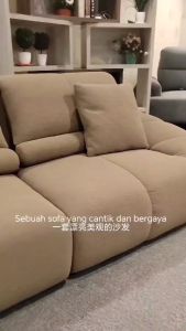 SUNZOE 4 tempat duduk Sofa kain sofa gaya krim perancis French cream style fabric sofa