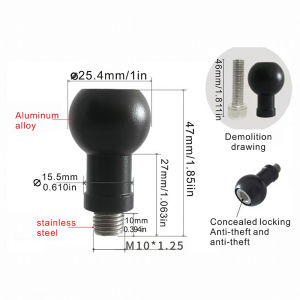 Aluminum 17mm/25mm Ball Head Adapter to M6 M8 M10 Bolt for RAM Garmin Mount Motorcycle Phone Holder Car Bracket Camera Stand