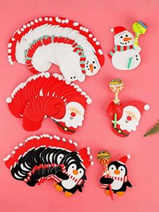 50-100pcs Christmas Lollipop Paper Cards Snowman Santa Claus Penguin Candy Wrapping Kids Gifts New Year Party Decoration