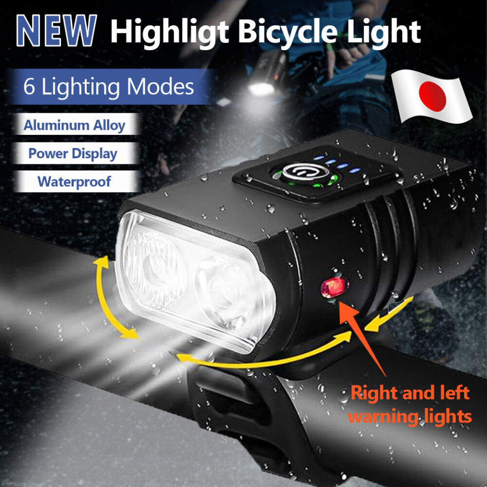 Bicycle Light Rechargeable 6 Lighting Modes Bike Light Waterproof Powerful Flashlight for Bike Long Range Super Bright Cycling Headlight Aluminum Alloy Mountain Bicycle Front Light Warning Lamp for Night Cycling motorcycle Road Mountain Camping