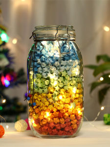 Creative DIY Lucky Star Paper Crane Glass Bottle Transparent Wish Bottle Jar Finished Product Stars Birthday Qixi Gift 520 Large