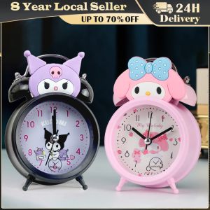 Kawaii Sanrio My Melody Kuromi Cinnamoroll Alarm Clock Student Get Up Dedicated Bedroom Desk Clock Anime Figure Festival Gift