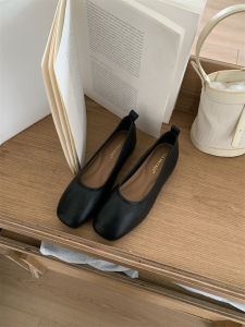 รองเท้าบัลเลต์ส้นเตี้ยแบบสวมหัวกลมสไตล์เกาหลีสำหรับผู้หญิงในช่วงฤดูใบไม้ผลิและฤดูร้อน พื้นรองเท้าแบบนุ่ม ส้นสูงแบบซ่อน รองเท้าบัลเลต์สไตล์ฝรั่งเศสสำหรับคุณยาย