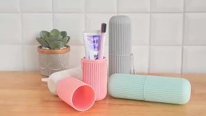 [J] Portable Toothbrush Toothpaste Holder Storage Box For Travel Camping Keeps From Dirt Damage