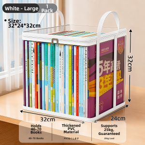 CHUSHE | Transparent Book Storage Box Dust-proof Book Organizer Foldable