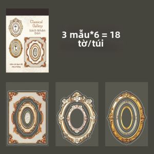 Mr.paper | Sách Dán Hình Bộ Sưu Tập Bảo Tàng Giấy Cổ Điển Phong Cách Châu Âu Viền Cắt Khuôn 18 Tờ/gói Dùng Cho Sổ Tay Tự Làm Khung Ảnh Sổ Lưu Niệm