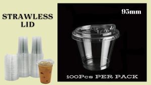SP Cup Lid PET Lid For Milk Tea Cup Dome Lid Flat Lid Strawless Lid [100Pcs]