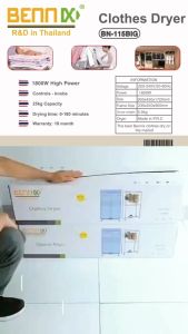 Tủ sấy quần áo Bennix Thái Lan BN-115BIG công suất 1800W bảo hành 18 tháng