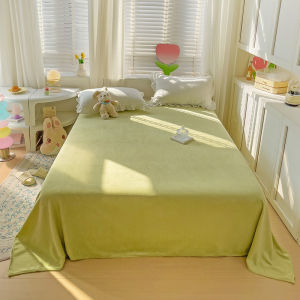 High Quality Winter Soft Crystal Velvet Flat Sheet Warm Coral Fleece Solid Color Queen King Size Bed Sheet Without Pillowcase