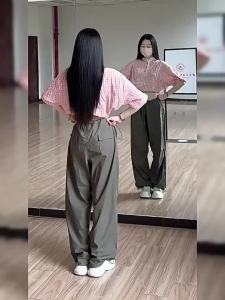 Seluar Payung Terjun R Amerika Tali Serut Lapang Rasa Reka Bentuk Seluar Sukan Cepat Kering Seluar Kaki Lebar Longgar Trend Wanita Lelaki dan Wanita