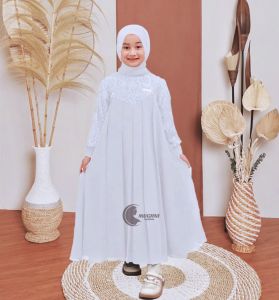 Inara Stelan Gamis Anak Warna Putih Terbaru 2025 Gamis Manasik Anak Tk Syari Anak Gamis Modern Anak