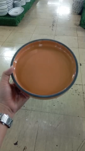 จานแบน จานยกขอบ 7.5 นิ้ว ลายสีส้ม จานกระเบื้องราคาถูก ทำจากเซรามิกเนื้อดี เข้าไมโครเวฟได้