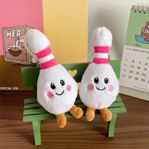 จําลองโบว์ลิ่งจี้ตุ๊กตา Smile Expression ตุ๊กตาน่ารักพวงกุญแจจี้บรรจุตุ๊กตากระเป๋าตกแต่งคู่ของขวัญจี้