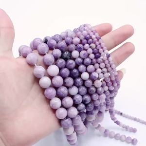 4-12mm Lilac Stone Beads Round Loose Spacer Beads Natural Stone Beads Purple Chalcedony Beads For DIY Jewelry Making Bracelet