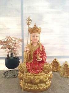 Pho tượng phật Địa Tạng Vương Bồ Tát ngồi 50cm Nhựa Composite và đá | Tượng Phật Hoa Tiên