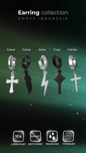 Emrys ASTRA Anting Tindik TITANIUM Anti Karat Pria dan Wanita