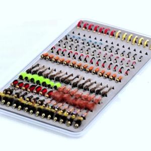 Bimoo133pcs/Set Wet Nymph Scud Midge Copper John Flies Kit Assortment with Ultra-thin Portable Fly Box Trout Fishing Fly Lures