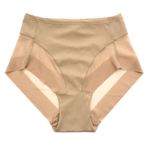 กางเกงในไซส์ใหญ่สำหรับผู้หญิงกางเกงในทรงสามเหลี่ยมผ้าลูกไม้ไร้ตะเข็บแบบบางผ้าตาข่ายซีทรูเก็บพุงยกสะโพกเอวสูงปานกลางเป้าผ้าฝ้ายเซ็กซี่สำหรับสาวอวบ