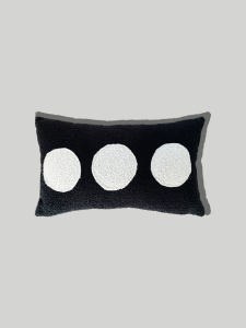 Original Pea Home Mid-century Black White Dot Lamb Velvet Pillow Office Car Lumbar Support Cushion Cover Rectangular Sofa Living Room