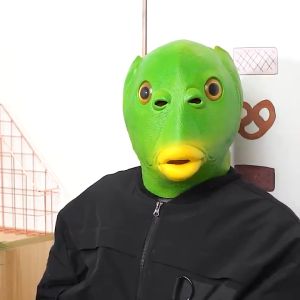 หน้ากากยางรูปปลา ปลาบู่สีเขียว งานสัปประหลาด TikTok Funny Green Fish Head Mask Cosplay Costume Mask MY388