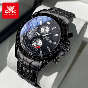 OPK Jam Tangan Pria Dewasa 2024 Anti Air Original Asli Kasual Chronograph Quartz Pria Kalender Stainless Steel Watches