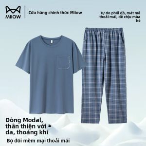 Bộ đồ ngủ MiiOW cho nam làm bằng Modal Cotton mỏng tay ngắn quần dài