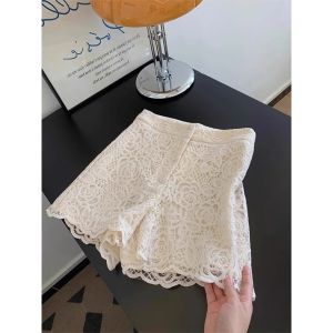 High Waist Lace Shorts Womens Outerwear A-Line Pear Shaped Body 2025 New Summer Fashionable Stylish Design Casual Pants