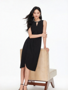 Vero Moda | Đầm Trung Bầu Mới Mùa Thu Dập Ly Có Khe Bên Đính Hạt