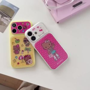 Sanrio | Cute Black Skin Sanrio Hello Kitty Cartoon Phone Case For iPhone 17 16 15 14 Pro Max 17 Full Lens Camera Protective Cover Funda