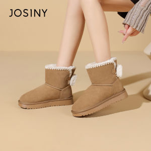 Josiny | Leather Thick Sole Shearling Snow Boots