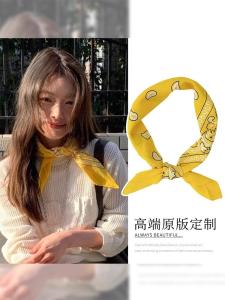 Khăn Choàng Lụa Họa Tiết Hoa Hạt Dẻ Vàng Cho Nữ Thời Trang Cổ Tròn in Họa Tiết Phụ Kiện Thời Trang Mùa Xuân 2025