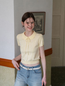 Cute Collar Sleeveless Slim-fit Cropped Sweater Female Summer