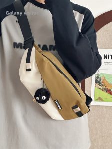 INS Functional Messenger Bag Mens Japanese Style Neutral Trendy One Shoulder Bag Easiest for Match Sports Leisure Chest Bag Couples Belt Bag