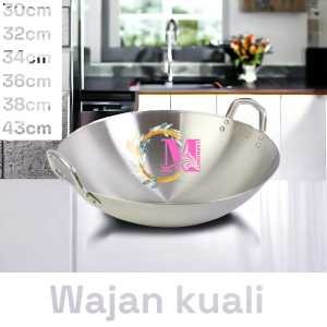 Wajan kuali premium tebal/wajan kualai stainless steel uk 36.38.43 cm(HAPPY FUN)