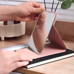 Gương da để bàn gấp gọn Cầm tay điều chỉnh độ nghiêng tuỳ ý nhiều màu cute