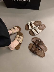 Dép Nữ Mùa Hè Ngoài Trời Đế Phẳng Đi Biển Giày Lười PVC Chống Trượt Thời Trang Mới 2025 Phong Cách Tiên Nữ Đi Biển